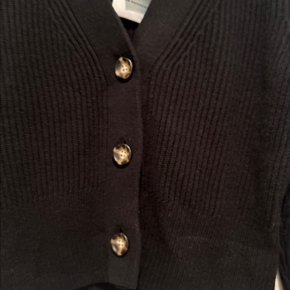 Club Monaco Cardigan black button down ribbed - Picture 7 of 7
